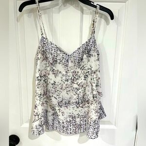Cabi black and white / purple dots tiered / layered top cami/ sz Small